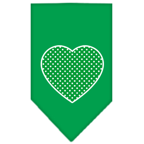 Green Swiss Dot Heart Screen Print Bandana Emerald Green Large
